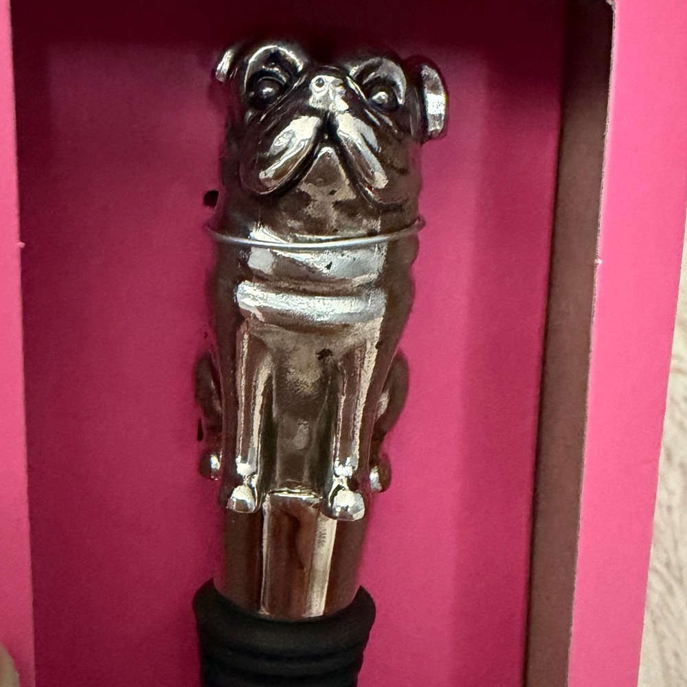 Isaac Mizrahi Silver Pug Bottle Stopper
